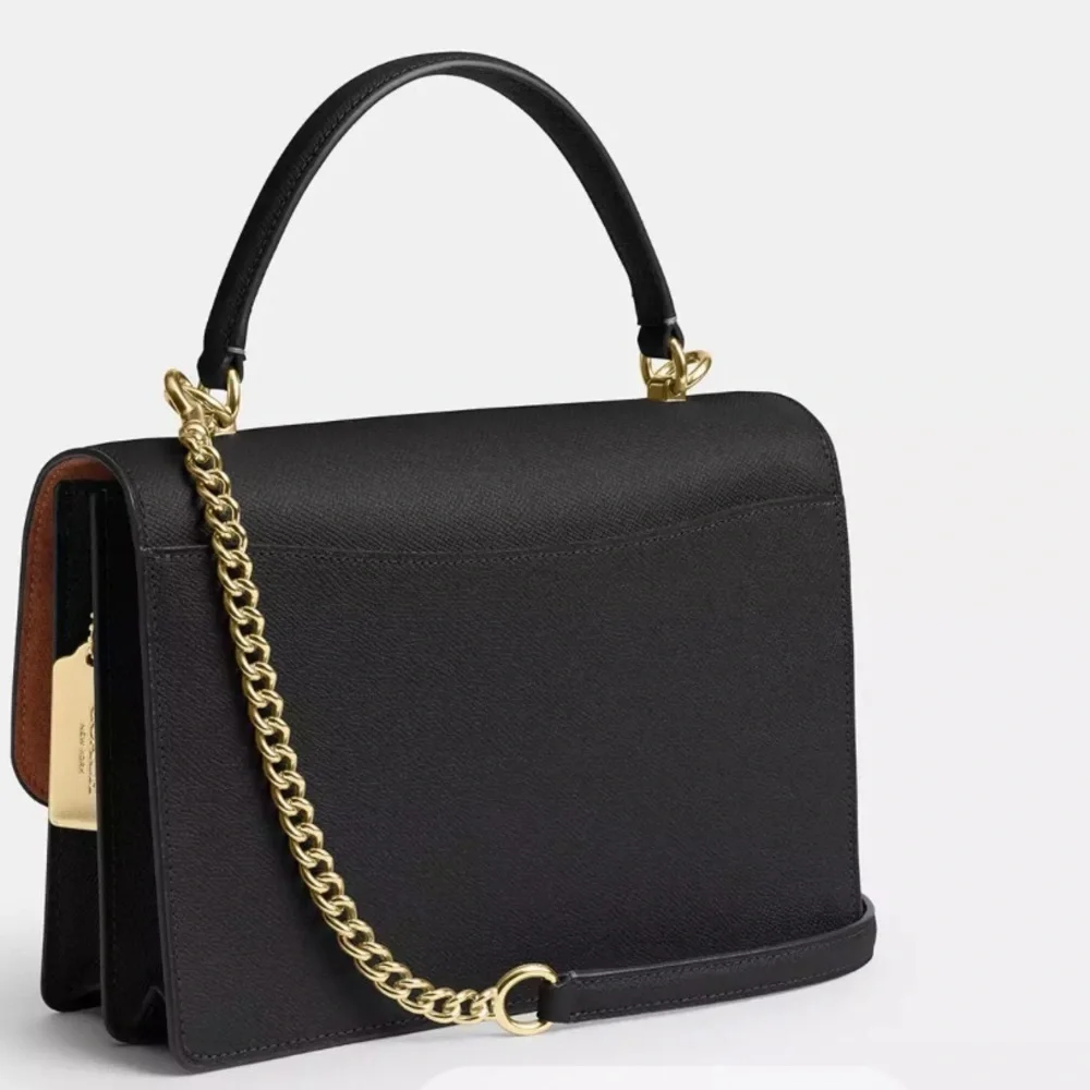 New Coach Klare Top Handle Bag Elegant Black Leather Handbag